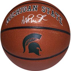 Magic Johnson Signed Michigan State Spartans Logo NCAA Brown Composite Basketball