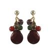 Image 1 : Red Jasper Combination Semi Precious Stones On Gold Plated Sterling Silver Post Earrings, 1.18"
