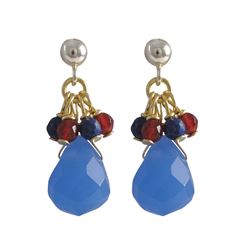 Blue Quartz Combination Semi Precious Stones, Gold Plated Sterling Silver Post Earrings, 1
