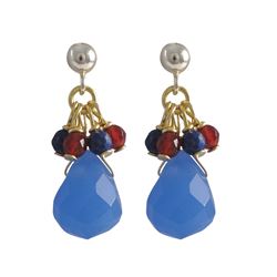 Blue Quartz Combination Semi Precious Stones, Gold Plated Sterling Silver Post Earrings, 1