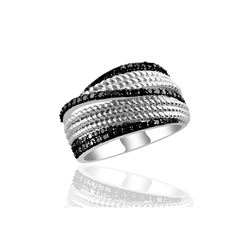 SS BLACK DIAMOND RING - Size 7 (#9457D-BLK)