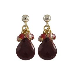 Red Jasper Combination Semi Precious Stones, Gold Plated Sterling Silver Post Earrings, 1"