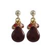 Image 1 : Red Jasper Combination Semi Precious Stones, Gold Plated Sterling Silver Post Earrings, 1"