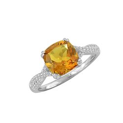 SS CITRINE / DIAMOND RING - Size 7 (#10171C)