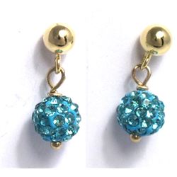 Sterling Silver-GD Crystal Ball Earrings