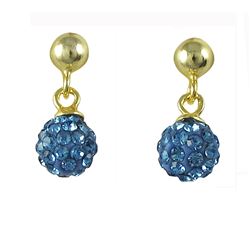 Sterling Silver-GD Crystal Ball Earrings