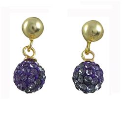 Sterling Silver-GD Crystal Ball Earrings