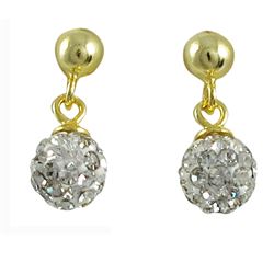 Sterling Silver-GD Crystal Ball Earrings