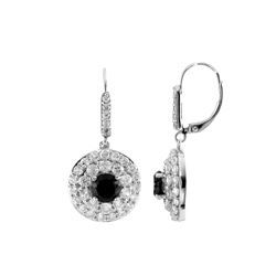 SS BLACK SPINEL / WHITE ZIRCON LEVERBK EARRINGS (#7196MUL2)