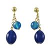 Image 1 : Blue Stones Dangling From Gold Tone Sterling Silver Post Earrings