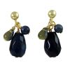 Image 1 : Lapis (Blue) Combination Semi Precious Stones On Gold Plated Sterling Silver Post Earrings-0.87"