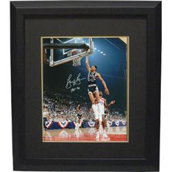 George Gervin Signed San Antonio Spurs 8X10 Photo Custom Framed HOF 96 (Dunk Vs Bullets)