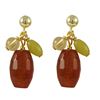 Image 2 : Fire Agate Combination Semi Precious Stones On Gold Plated Sterling Silver Post Earrings-0.87"