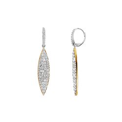 SS TWO TONE CUBIC ZIRCONIA LEVERBK EARRINGS (#8000CZ)