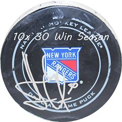 Henrik Lundqvist Signed 2015/2016 Game Used Puck W/ "10X 30 Win Season" Insc.  (LE/30)