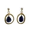 Image 1 : Lapis Semi Precious Stone In Gold Tone Brass Ring Sterling Silver Post Earrings- 1.14