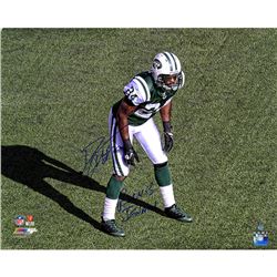 Darrelle Revis Signed 16X20 Jets Stance Metallic Photo W/ "Revis Island" (LE/24)