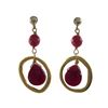 Image 1 : Garnet Semi Precious Stone In Gold Tone Brass Ring Sterling Silver Post Earrings -1.5