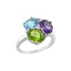 Image 1 : SS SWISS BLUE TOPAZ / AMETHYST / PERIDOT RING - Size 7 (#8830MUL)