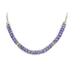 SS 17IN+3EXT TWO TONE TANZANITE / WHITE TOPAZ NECKLACE (#4210TWT)