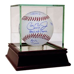 Cal Ripken Jr. Signed OMLB Baseball W/ "HOF, ROY, MVP, Ironman, 2,632 CG" Insc. (JSA COA)