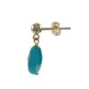 Image 2 : Turquoise Semi Precious 10Mm Round Flat Stone On Gold Plated Sterling Silver Post Earrings, 0.75"