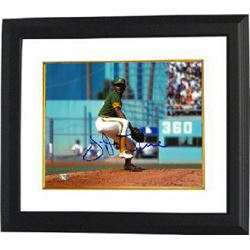 Vida Blue Signed Oakland A's 8X10 Photo Custom Framed (Horizontal-Green Jersey)