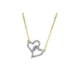 WG DIA DOUBLE HEARTS / YG CHAIN NECKLACE (#907D)