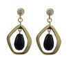 Image 1 : Lapis Semi Precious Teardrop Stone In Gold Plated Sterling Silver Open Pentagon Shape CZ Post Earrin