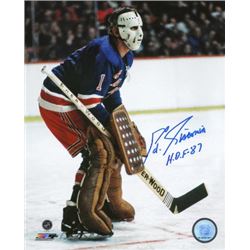 Ed Giacomin Signed New York Rangers 16X20 Color Photo HOF 87