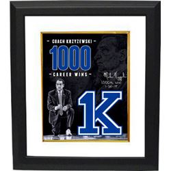 Mike Krzyzewski Signed Duke Blue Devils Tribute 16X20 Photo Custom Framed "1000Th Win 1-25-15" (Coac