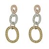 Image 1 : Sterling Silver Tri Color Triple Oval CZ Post Earrings 43M Long