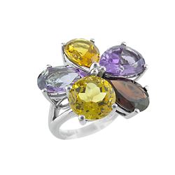 SS AMETHYST / CITRINE / GARNET RING - Size 7 (#8840MUL)