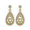 Image 1 : Gold Plated Sterling Silver, Filigree 11X18mm Teardrop With CZ Border Post Earrings, 24.5Mm
