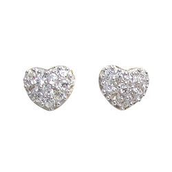 Sterling Silver CZ Heart Post Earrings