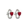 Image 1 : Sterling Silver-Red Heart Enamel Earring