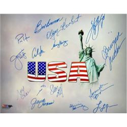 Carl Lewis Signed Olympic Winners 16X20 Photo W/ 15 Signatures (14 Team USA)