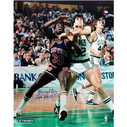 Bernard King Signed 16X20 Knicks Boxing Out Mchale W/ HOF Insc.