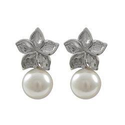 Silver Flower Pearl Earing