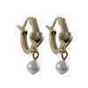 Image 1 : Sterling Silver Gold Plated Heart Earrings Hoop With Pearl