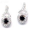 Image 1 : Sterling Silver-Blk CZ Earrings