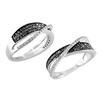 Image 1 : SS BLACK / WHITE DIAMOND RING - Size 7 (#8920D-BLK)