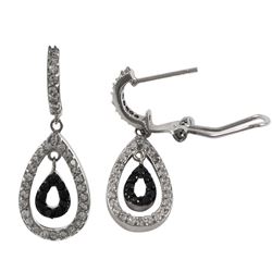 Sterling Silver-CZ Dangle Clip/Post Ear