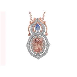 TT STERLING SILVER PINK GOLD PLATED MORGANITE / TANZ / WHITE TOPAZ PENDANT (#10033MUL)