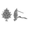 Image 1 : Rhodium Plated Sterling Silver, CZ Cluster Post Clip Earrings Dimensions: 21Mm Long X 15.4Mm Wide X 