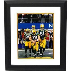 Aaron Rodgers Signed Green Bay Packers 8X10 Photo Custom Framed (SB XLV-Discount Double Check Celebr