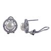 Image 1 : Sterling Silver CZ With 8Mm White Pearl Post Clip Earrings- 0.56