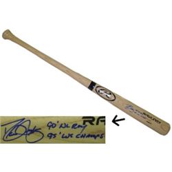 David Justice Signed Rawlings Pro Blonde Bat Dual 90 NL ROY & 95 WS Champs (Atlanta Braves)