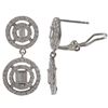 Image 1 : Sterling Silver Double Circle Post Clip Earrings, White Czs