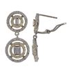 Image 1 : Two Tone Sterling Silver Double Circle Post Clip Earrings, White Czs